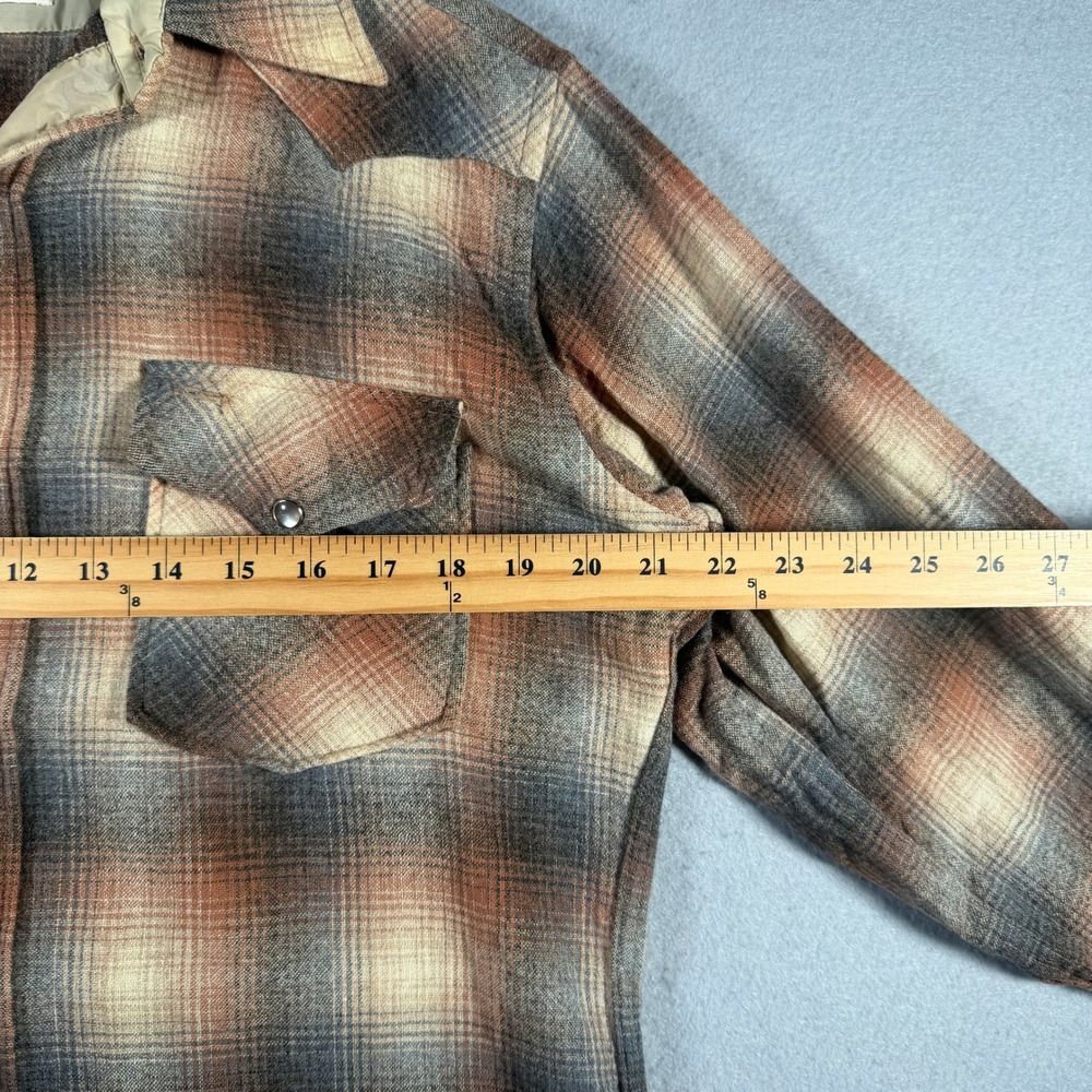 Pendleton High Grade Western Wear Mens M Wool Plaid Snap Button Flannel Shirt - Picture 7 of 15